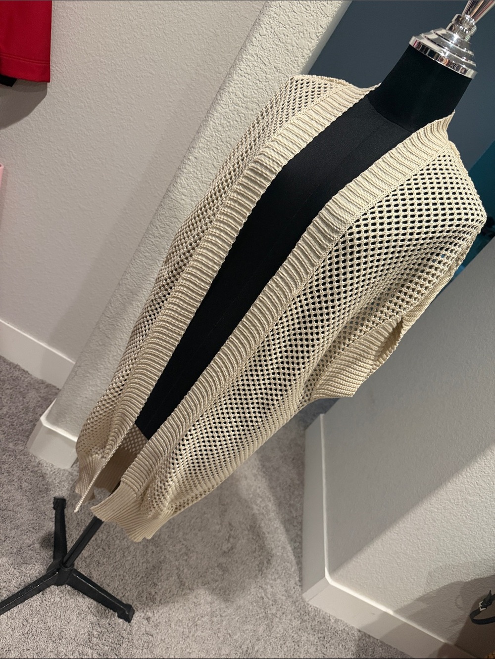 Time and Tru Open-Weave Cream Cardigan